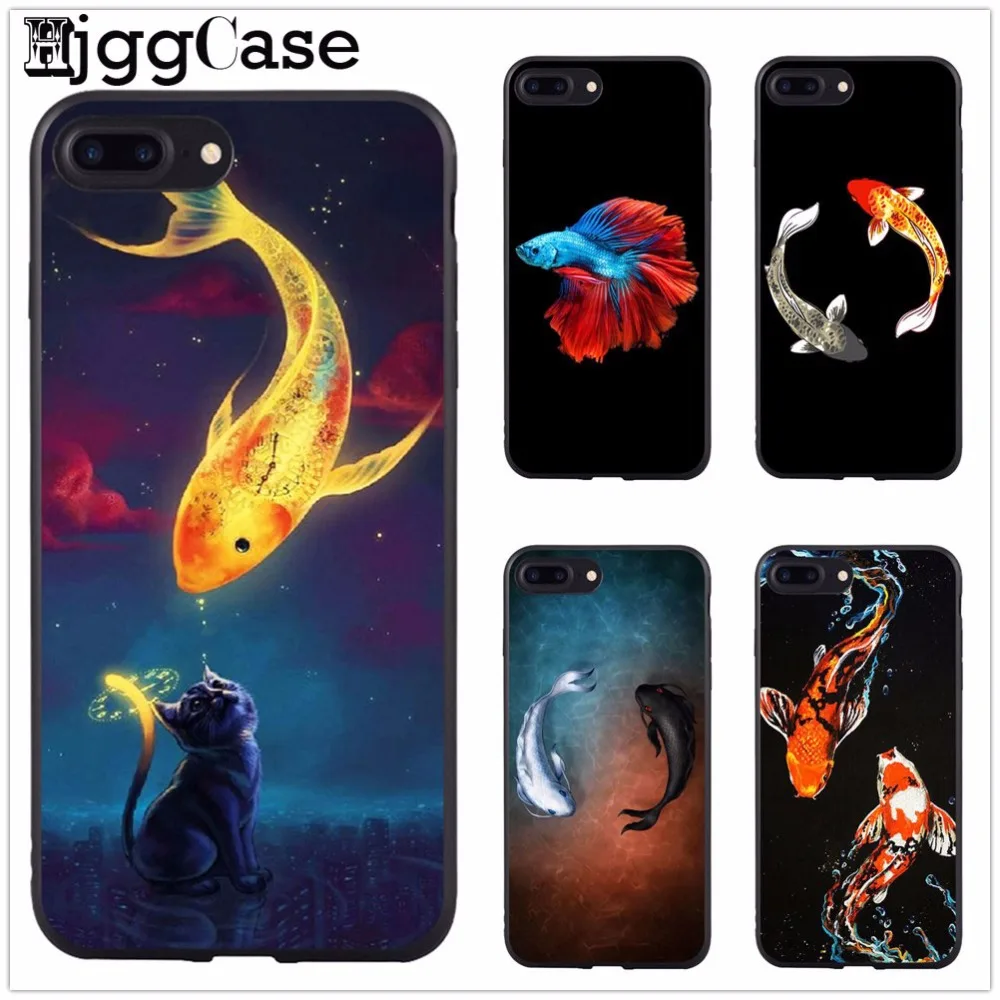 Starry sky Tai Chi Fish cat Black soft silicone Phone