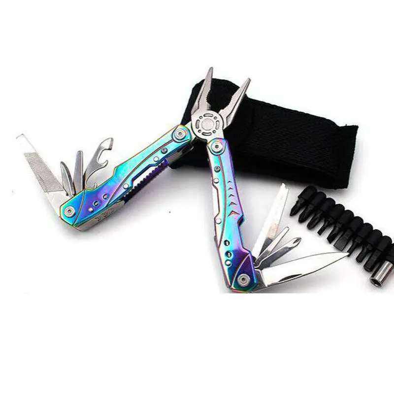 

titanium multifunctional pliers stainless steel folding pliers portable outdoor combination tools vehicle emergency tool sets