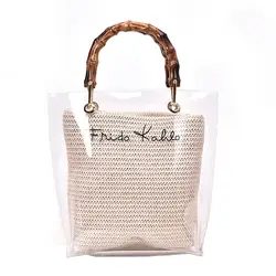 Новая Мода Бамбуковая ручка Соломенная Сумка для женщин 2019 Роскошные Сумки женские Сумки Дизайнерская летняя сумочка, сумка Sac основной Femme