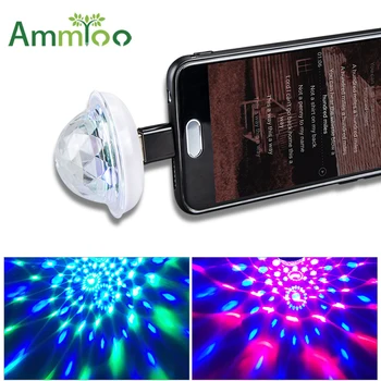 

Mini USB Disco Stage Lighting Effect Light Music Sensor DJ Magic Crystal Ball Lamp Colorful Laser Lumiere Bulb for Mobile Phone