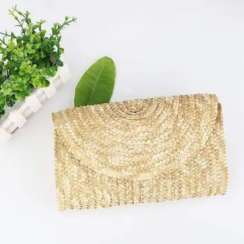 

Straw Clutch Purses For Women Summer Beach Handbags, Wedding Envelope Wallet Color: Brown