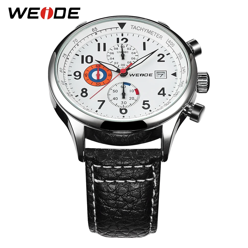 Gift WEIDE Sport Men's PU Leather Wrist Watches Analog Quartz Clock Waterproof Luxury Brand Man Business Relogio Masculino Hours