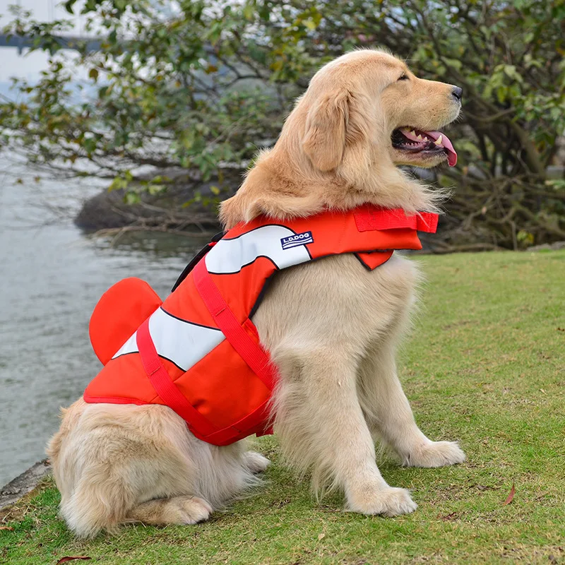 Летний спасательный жилет для собаки, одежда для безопасности для маленьких и крупных собак, золотой спасательный жилет для щенка, купальный костюм, одежда для домашних животных