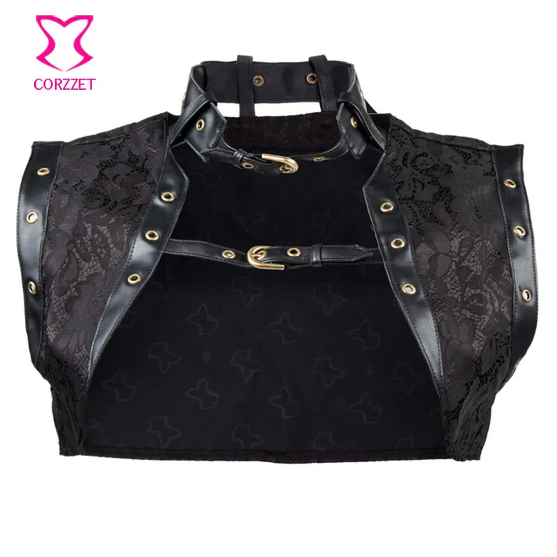 

Sexy Corsets And Bustiers Burlesque Steampunk Clothing Accessories Black Brocade/Leather Gothic Corset Jacket Plus Size S-6XL