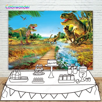 

Photography Background 3D Dinosaurs Photography Background 7x5ft Blue Sky with Forest Jurassic Time Backdrops for Photo Booth