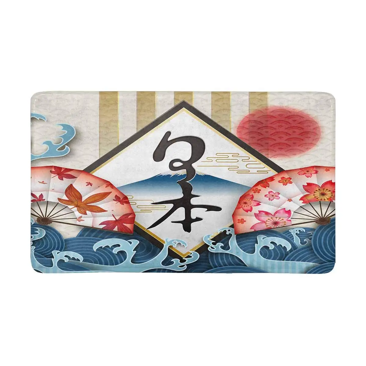 Japan Concept Japanese Wave Fuji Mountain Maples Doormat Anti Slip