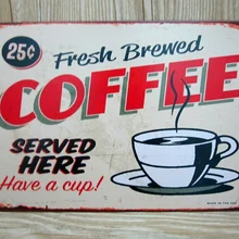 Горячая XD33" свежемолотый кофе" оловянные знаки плакат фильм Искусство кафе бар винтажная металлическая живопись наклейки на стену домашний декор 20X30 см