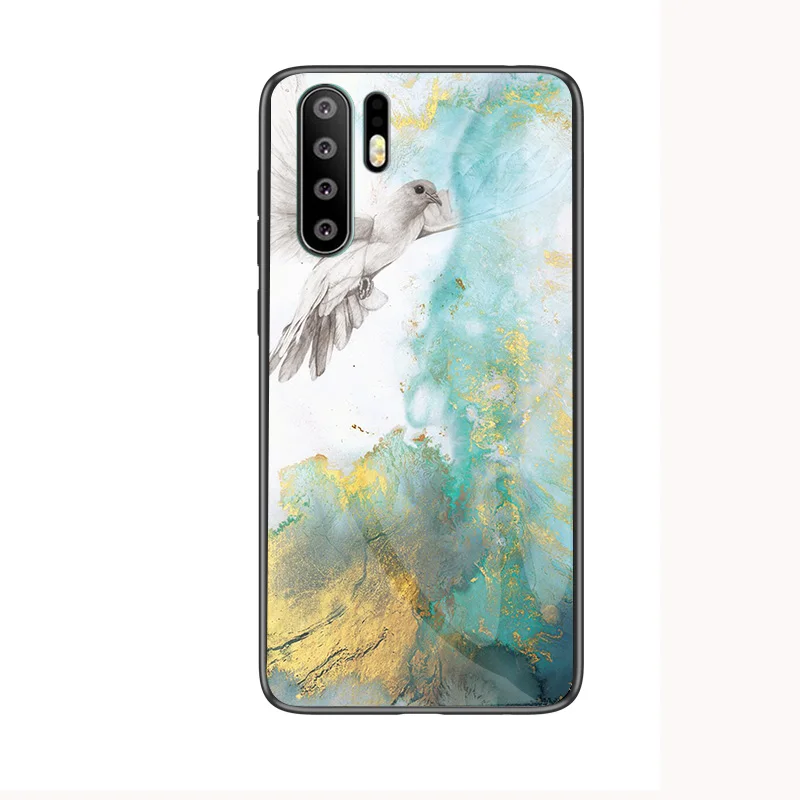 For Huawei P30 Pro Case Marble Tempered Glass Silicone Frame Hard Cover Phone Case for Huawei P30pro Cover for Huawei p30 Lite