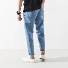 Мужская одежда Джинсы для женщин маленькие ноги девять точка Штаны корейской моды случайные вышивкой повседневные шаровары брюки