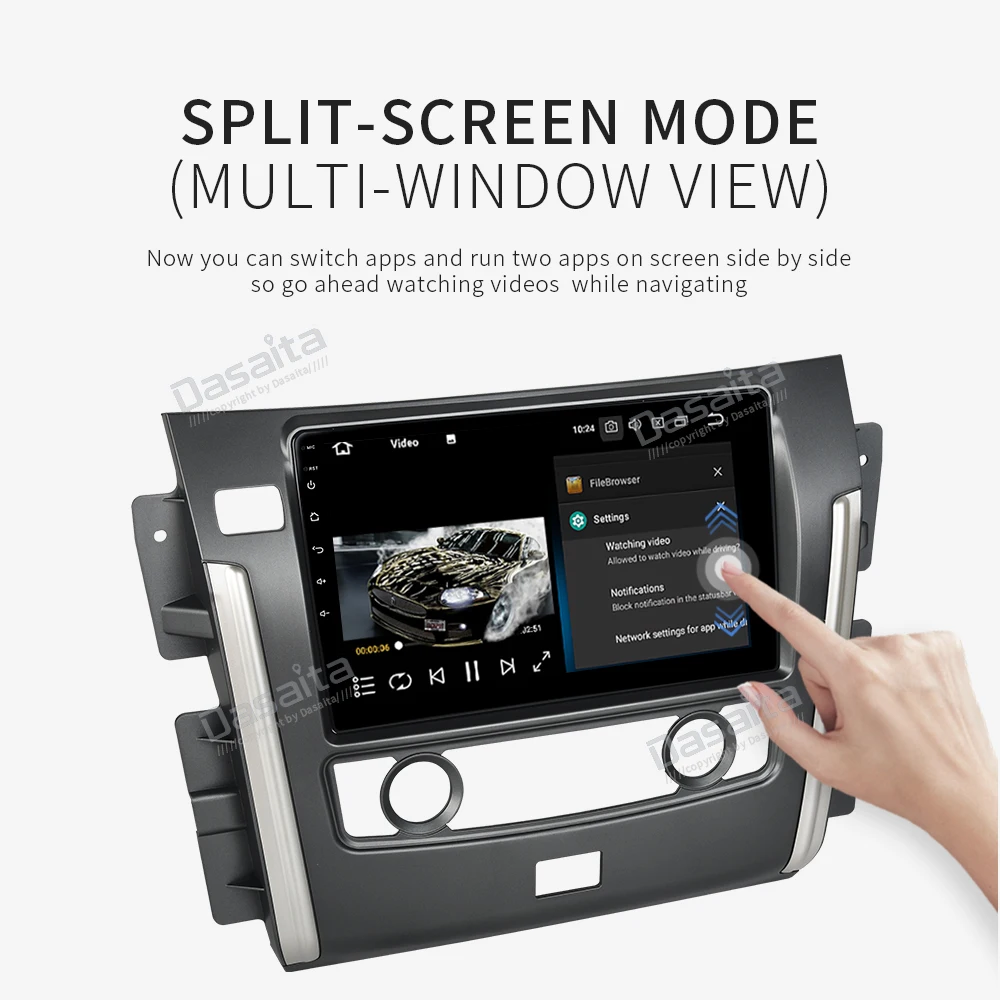 Top Dasaita 1 Din Car Radio GPS Android 9.0 for Nissan Patrol 2018 with 10.2" IPS Touch Screen MP3 player Navigation 4*50W 3