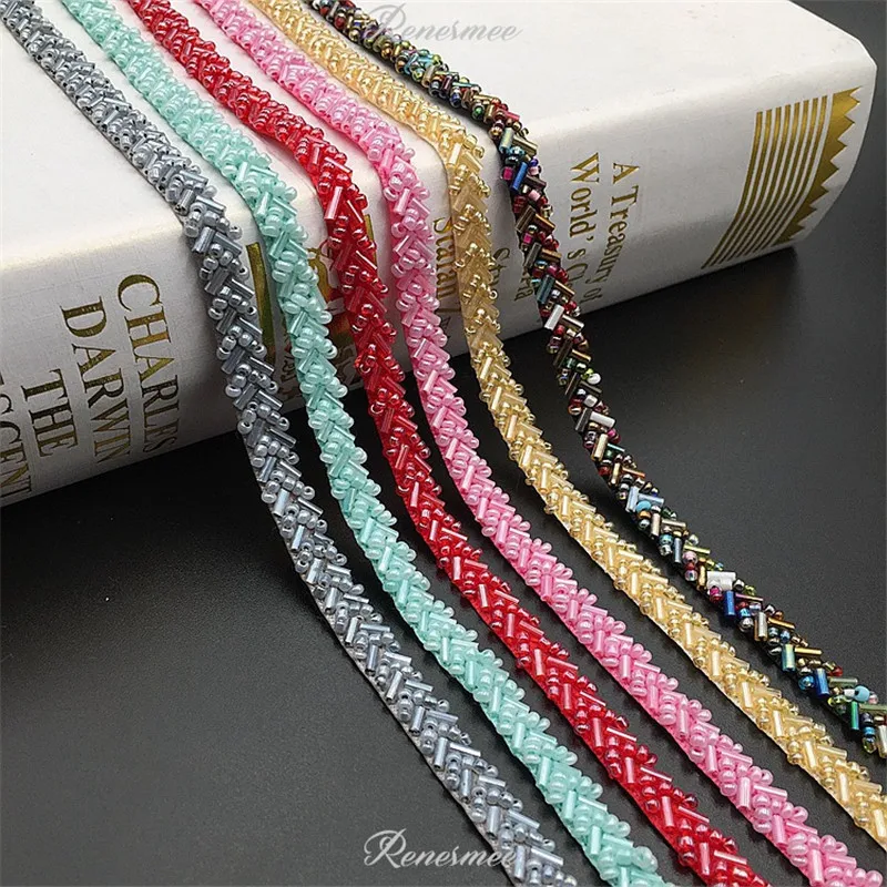 

4Meters/ lot Sapphire Green Vintage Net Embroidery Heavy Beaded Flower Lace Trim Ribbon Trimming Garment Accessory 0.7cm SX411