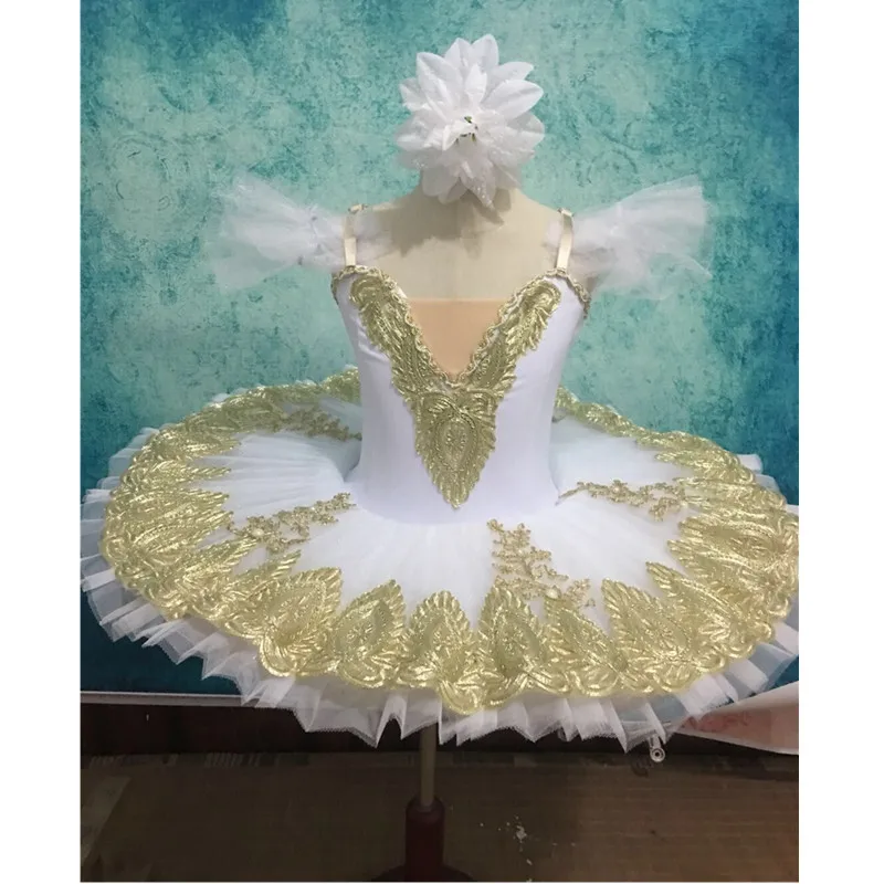 

Professional Tutu White Golden Adult Swan Lake Ballet Dance Costume For Girls Women Pancake Tutu Kid Skating Ballerina Dress
