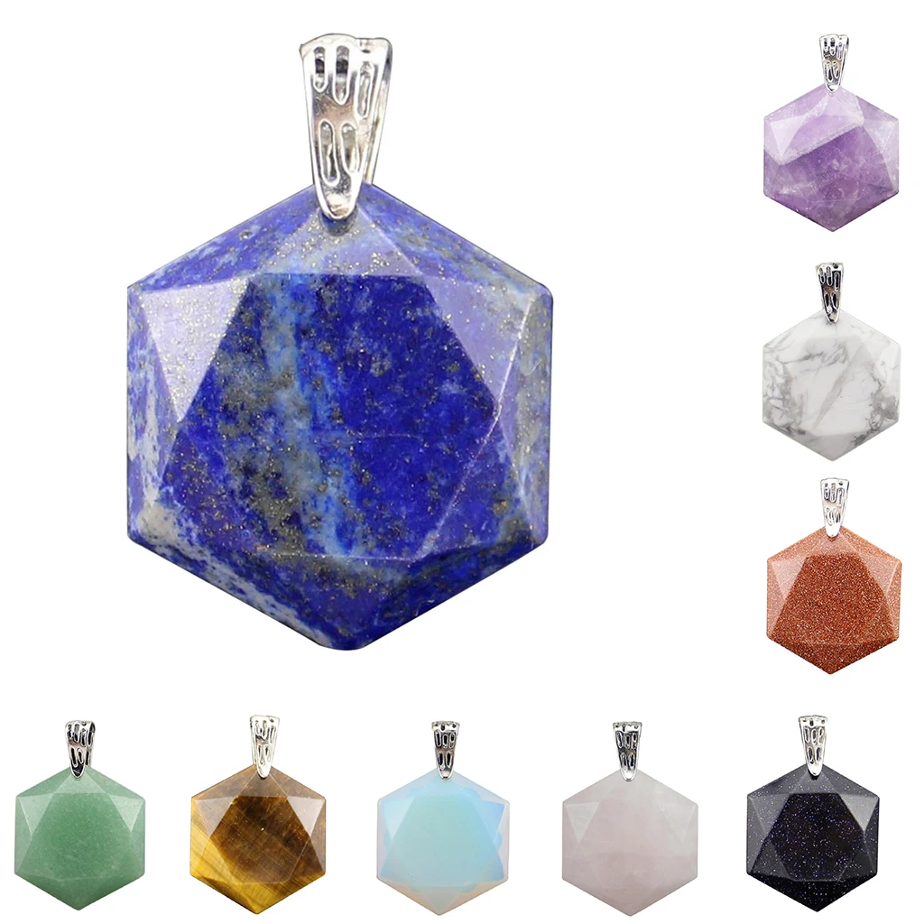 Luster Smooth Polished Crystal Jewish Star of David Hexagram Shape Stone Pendant for Necklace Pendant Metal Bail Clasp
