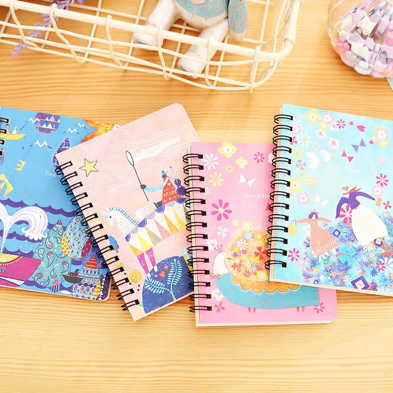 

Cute 80 Pages Cartoon Time In Heaven Notebook Retro Fantasy DIY Blank NotePads For Gift School Supplies Kawaii Papeterie