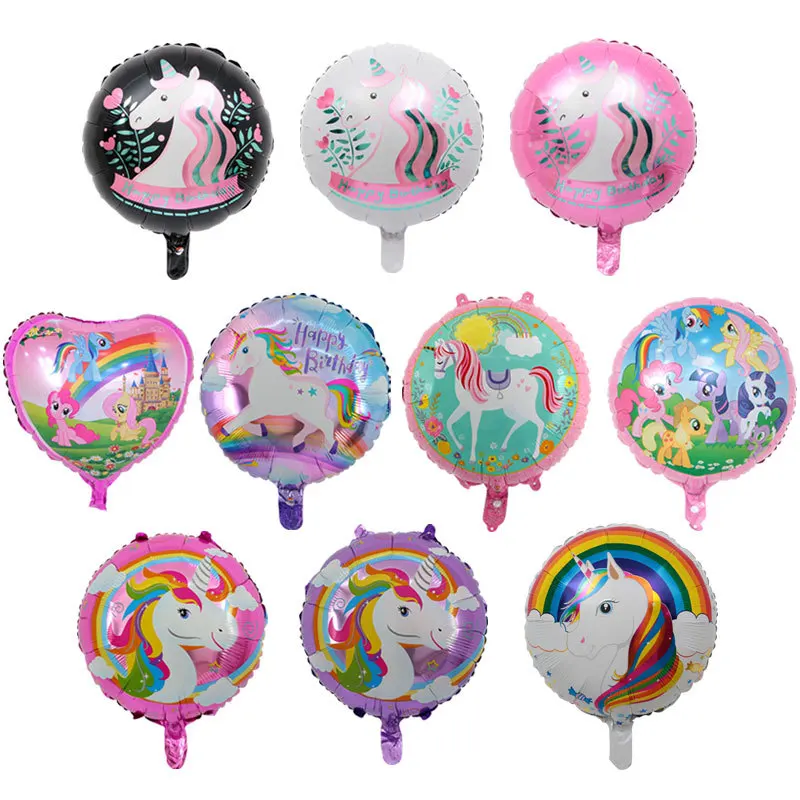 

5pcs 18 inch 10 styles Unicorn pony aluminum balloon Helium balloons children's birthday party wedding decor air ballon Globos