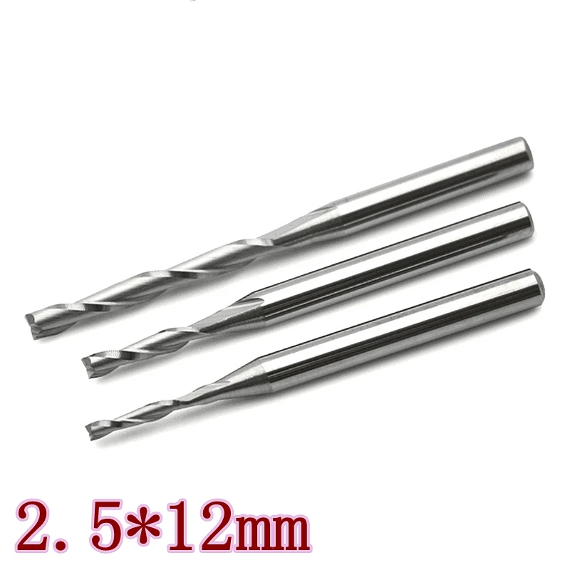 10pcS 2.5mm 2.0mm 1.0mm carbide 2 blade CNC end mill PCB end mill