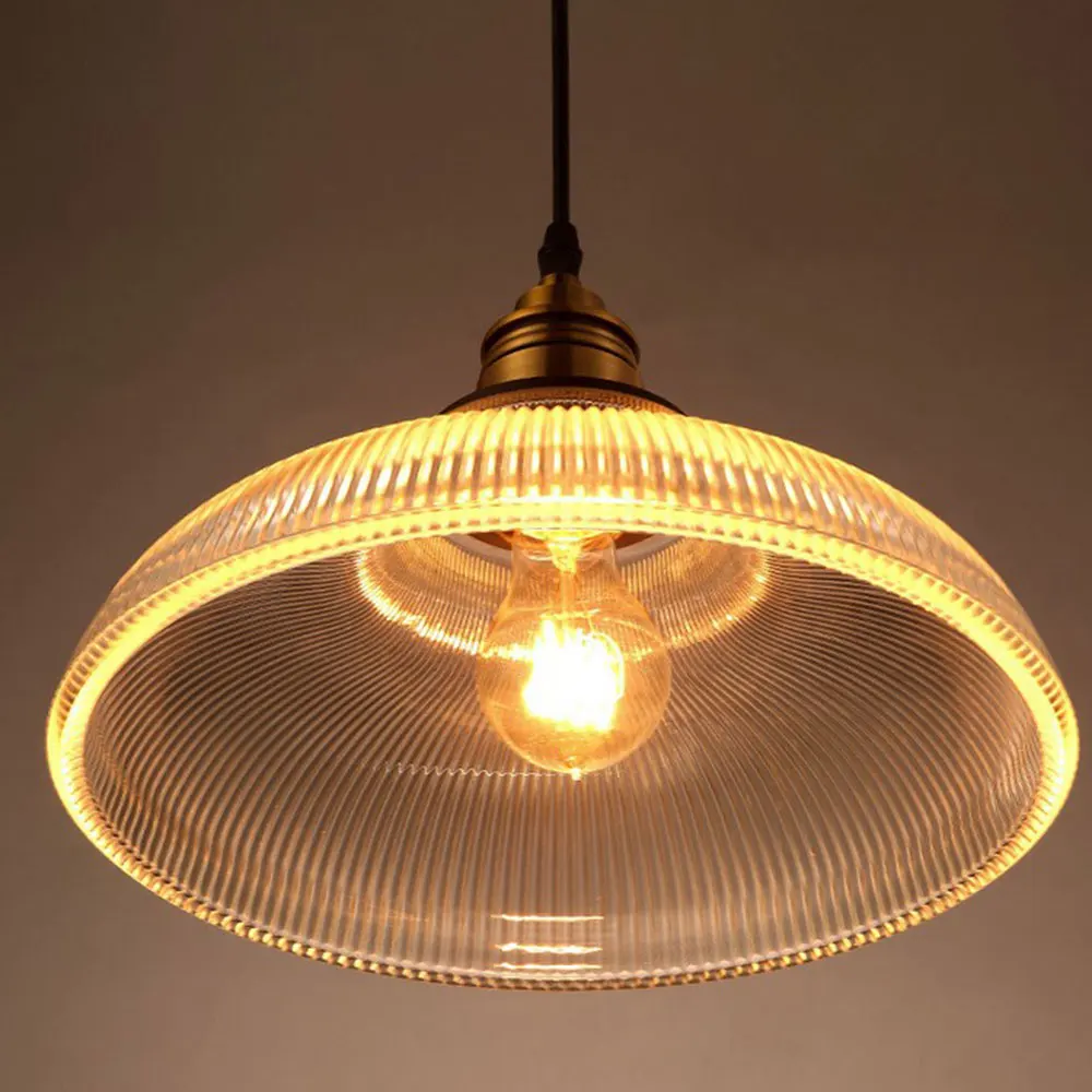 Pendant Lights Pendant Lamp Vintage Pendant Lights American Vintage Stripe Pot Cover Glass Pendant Lights Creative Living Room Lamp Simple Restaurant Bar Lamp LED E27 light