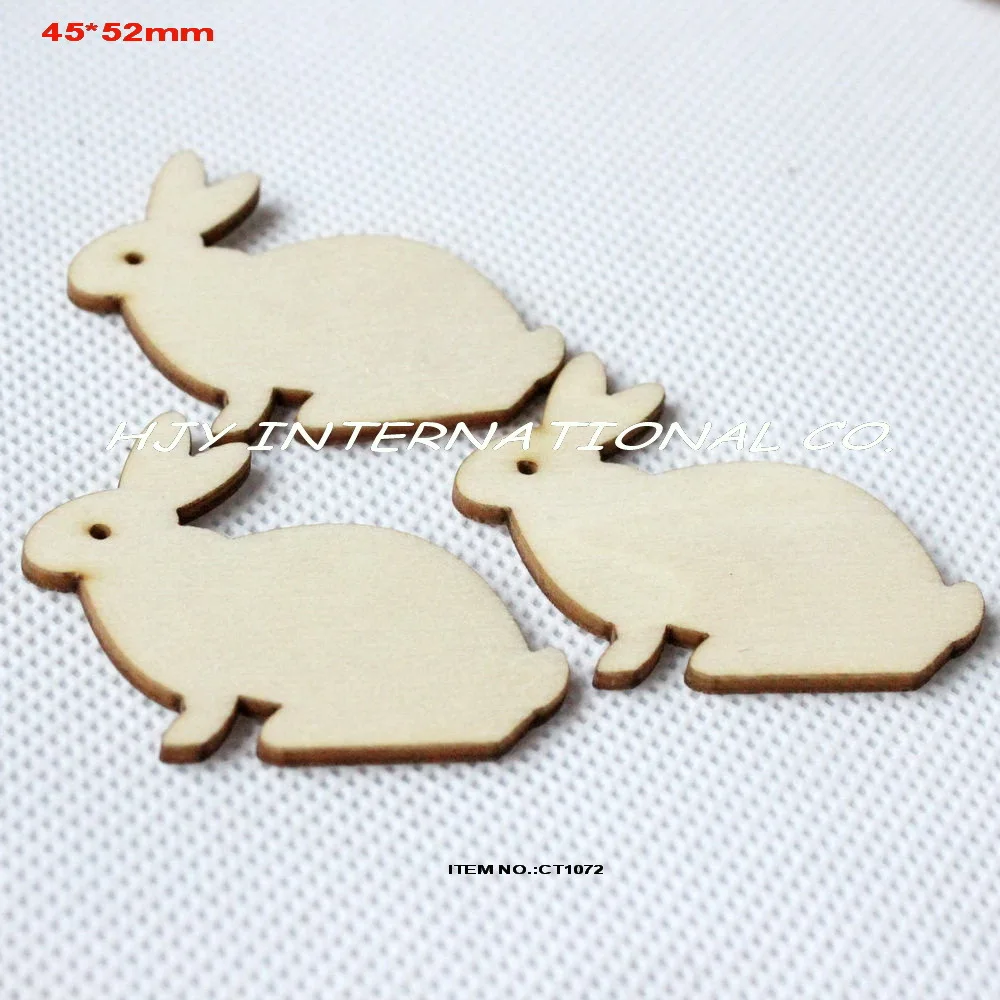 

(50pcs/lot) 45mmx 52mm blank wood bunny scrapbooking card making wooden gift decoration clip rabbit -CT1072