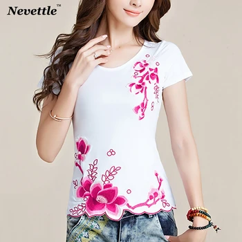 

T Shirt Women Plus size Basic Tshirt White 100% Cotton High quality Embroidery Summer Ladies Tops Casual 4XL 5XL Short sleeve