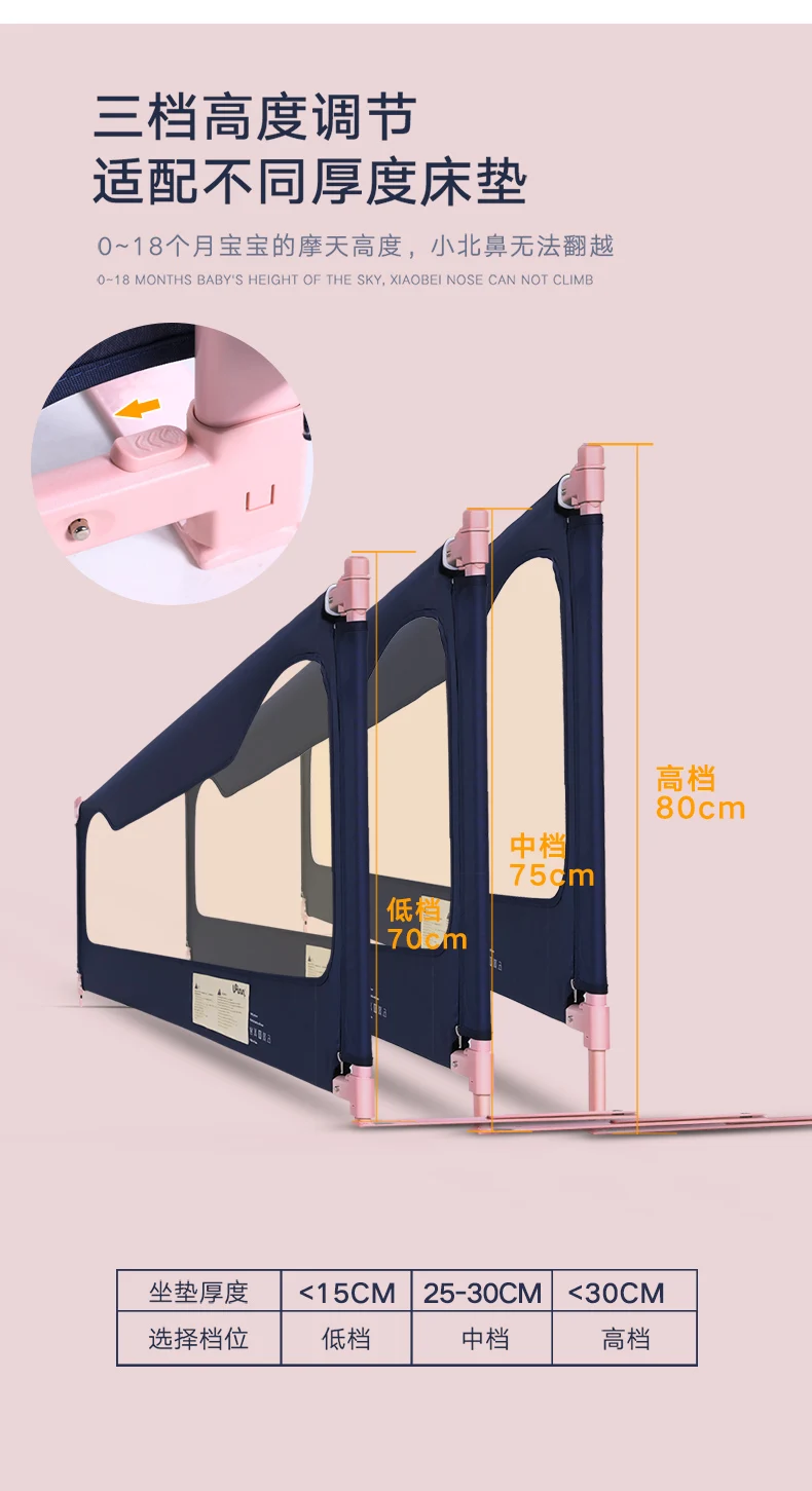 Cama de Bebê Cerca Criança Corrimão Cama 1.28-2.2m Anti-queda bb Guardrail Defletor Vertical Levantamento 17 Mamãe e Bebê