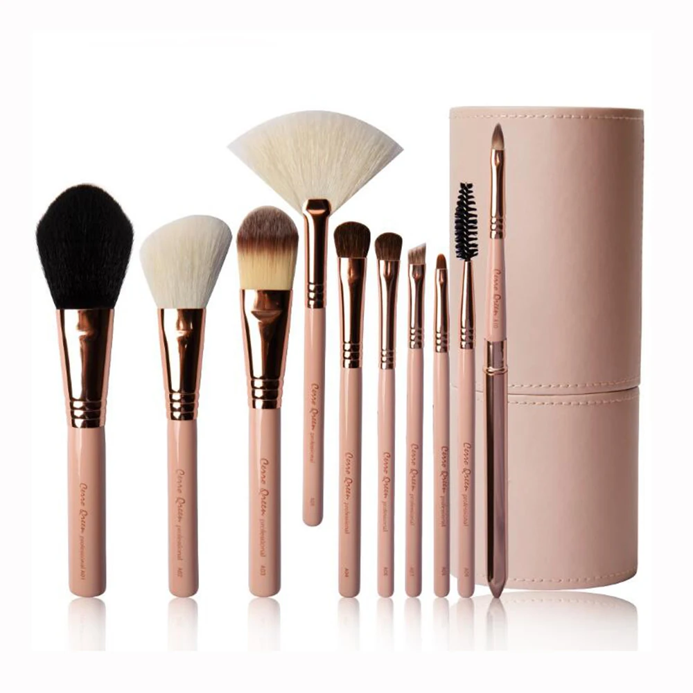 

Makeup Brushes Set Powder Foundation Eyeshadow Make Up Brushes Cosmetics Soft Synthetic Hair With Real Leather Case