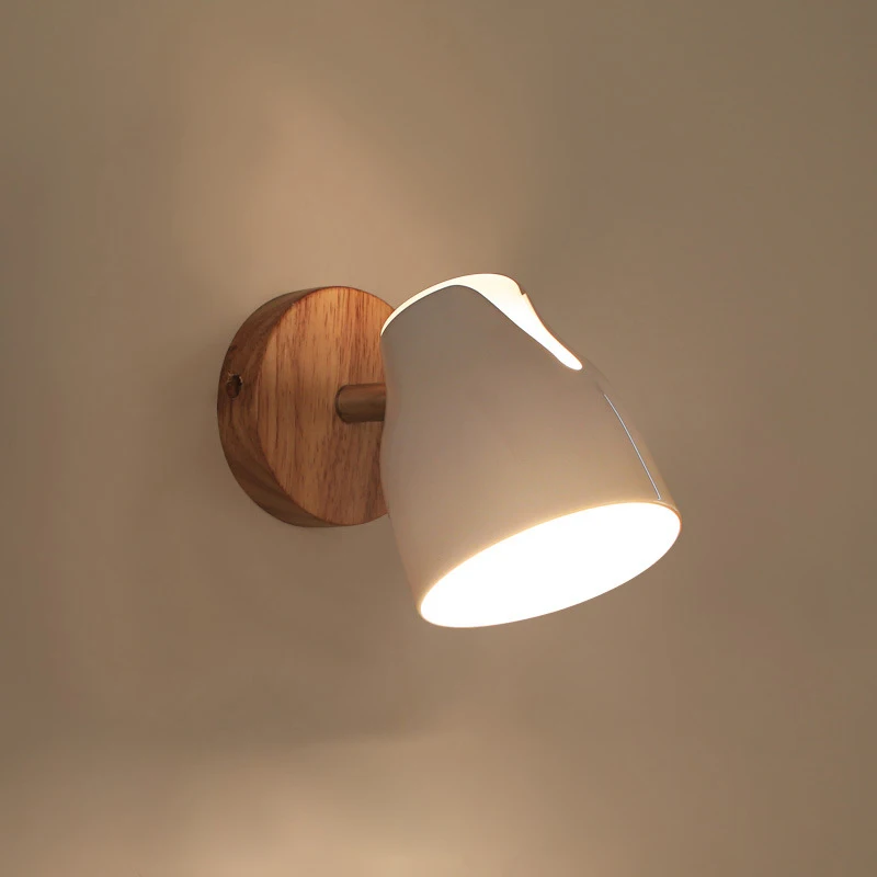 

Nordic Creative Log Head Desk Reading Wall Lamp Modern Simple Belt Switch Can Rotate Bathroom Mirror Headlamp
