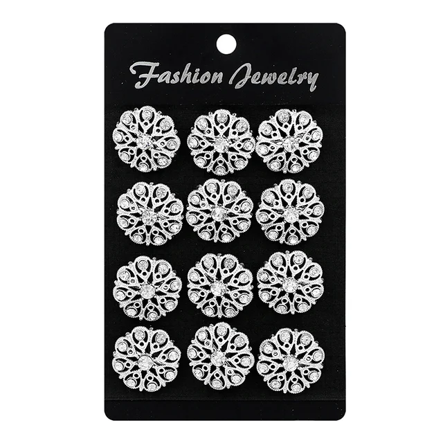 Juego de 12 piezas de alfileres de Broche de diamantes de imitación con flores pequeñas, para mujer o ramos de boda Juego de 12 piezas de alfileres de Broche de diamantes de imitación con flores pequeñas, para mujer o ramos de boda