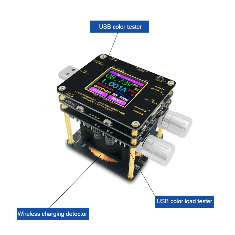 QI беспроводной детектор быстрой зарядки Bluetooth android PC app USB цветной Тестер измеритель напряжения тока индикатор Вольтметр постоянного тока