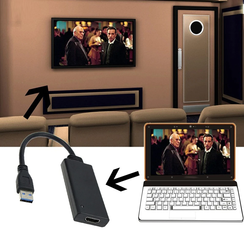 

High Speed HD 1080P USB 3.0 to HDMI Male to Female Video Cable Adapter Converter For PC Laptop HDMI Cable