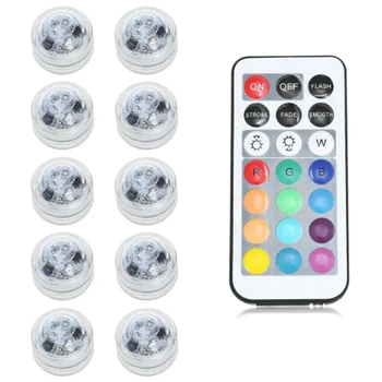 

SHGO-10Pc Remote Control Diving Waterproof Led Mini Light Tea Light For Wedding Party Party Decoration Lights