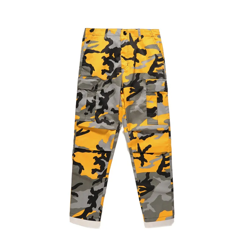 Мужские повседневные брюки с карманами, 7 цветов, камуфляжные грузовые штаны, мешковатые, тактические брюки, хлопковые модные спортивные штаны - Цвет: Цвет: желтый