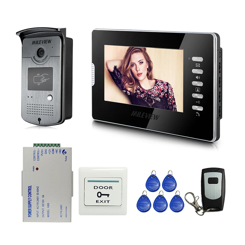 

FREE SHIPPING New 7" Color LCD Video Door Phone Intercom Doorbell System RFID Access Doorbell Camera + Remote Control In Stock