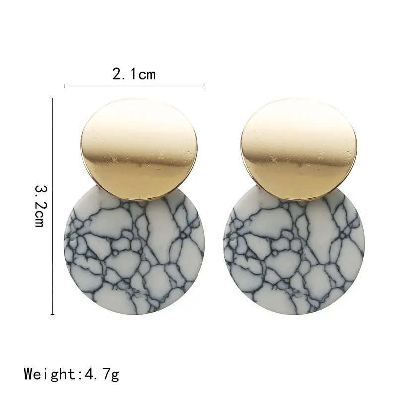 Новые модные дизайнерские геометрические треугольные круглые белые серьги мраморной окраски для женщин, очаровательные ювелирные изделия в подарок