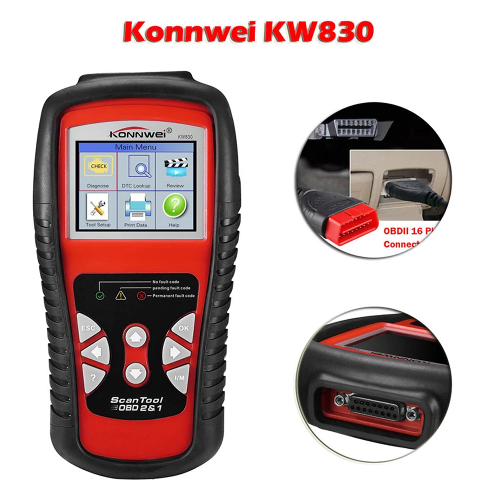 

OBD2 EOBD Car Diagnostic Tool LCD Auto Fault Code Reader Data Tester OBDII Scanner With Battery Tester Monitoring KW830 F011