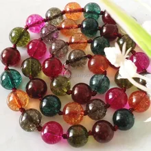 Горячая Бесплатно красивый натуральный AAA Натуральный 10 мм Разноцветные Украшения из турмалина ожерелье 18 ''ювелирные изделия sp232