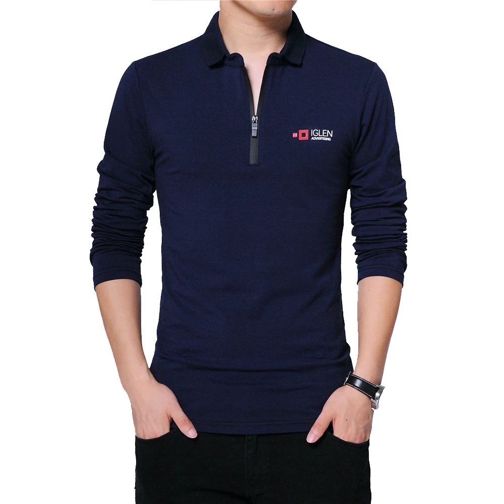 Economici BROWON Autunno di Marca T Shirt Uomo Manica Lunga Del Collare Della Chiusura Lampo di Stampa casual Maglietta di Cotone Slim Fit T Shirt Più Il Formato Degli Uomini abbigliamento