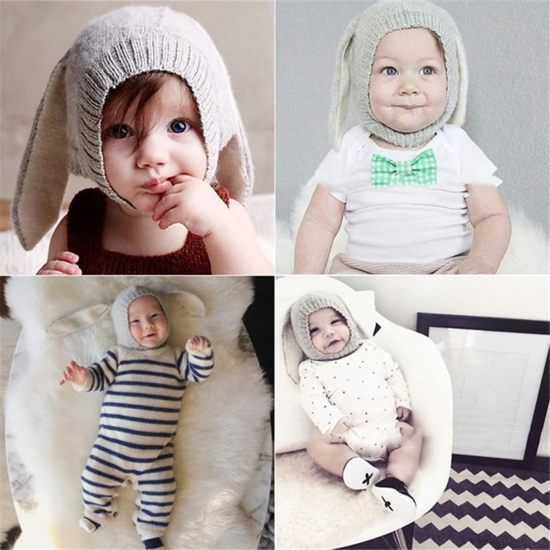 Кролика для новорожденных и малышей, Подставки для фотографий вязаная шапка животных Штанишки для малышей определяется для фото новорожденных снимать Детский костюм вязаная шапка и мягкий
