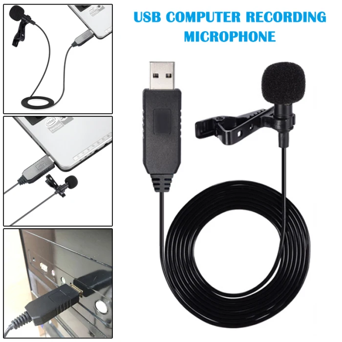 USB всенаправленный нагрудный микрофон с галстуком воротник рубашка клип для ПК компьютер Ноутбук NK-Shopping
