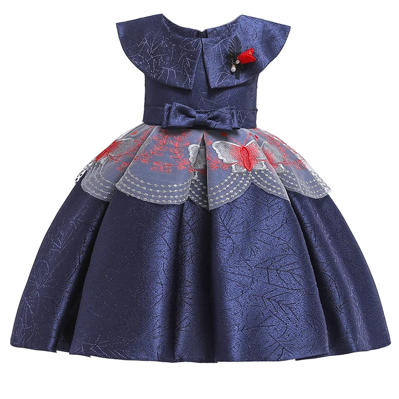 

2019 Girls Summer Dress Kids Dresses For Girls Children Print Bow Princess Dress Elegant Formal Party And Wedding Evening Dress
