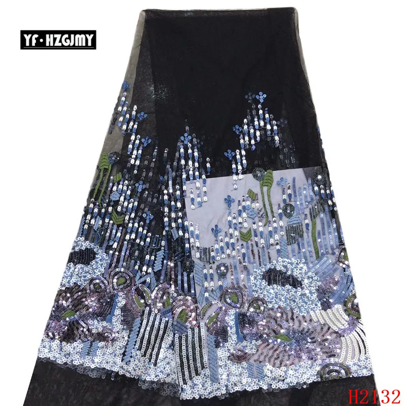 

YF HZGJMY 2019 Nigerian Tulle Lace Fabric With Sequins Embroidered Design African French Net Lace Fabric For Wedding Dress A2132