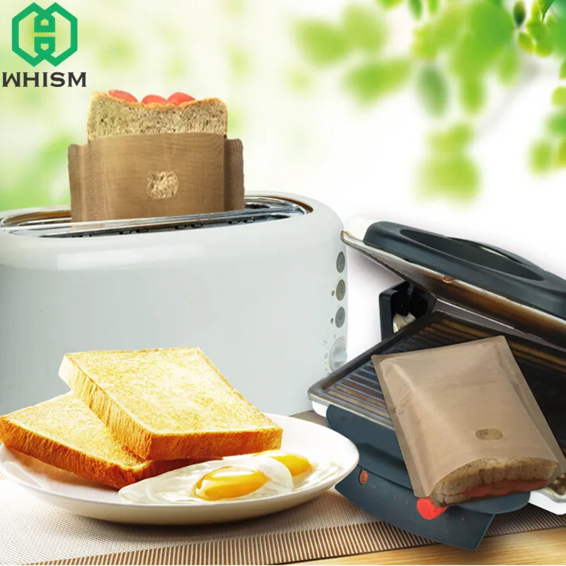 WHISM Toast Bag 5Pcs 17x19cm Reusable Non Stick Toaster Bag Toasty Oven