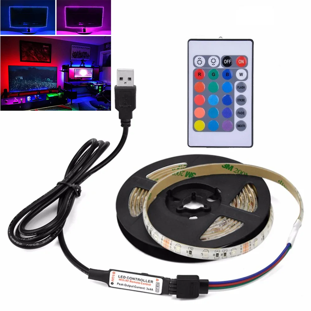 

USB LED Strip lamp 2835SMD DC5V Flexible LED light Tape Ribbon 1M 2M 3M 4M 5M HDTV TV Desktop Screen Background Bias lighting