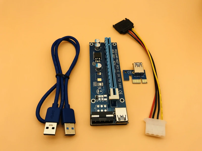 Райзер карта VER 007 60 см PCI E Express 1x до 16x удлинитель слота USB 3 0 кабель SATA на 4Pin шнур