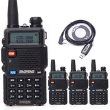 4 шт. Baofeng UV-5R профессиональная рация UV5R 5 Вт FM радио двухдиапазонный двухсторонний портативный любительский радио+ USB кабель для программирования