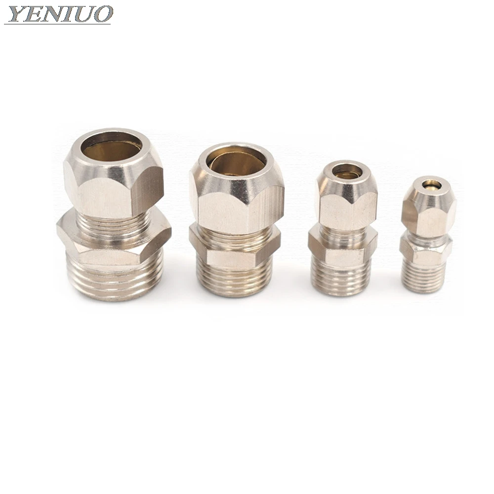 Sturdy 20pcs Pneumatic Oil Pipe Fitting 4 6 8 10 12 14 16mm Pipe OD Elbow 90 Degrees Brass Compression Tube Pipe Fittings Connector Size : OD tube 12mm 