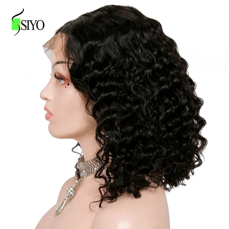 SIYO Malaysian Deep Wave Wigs Remy Human Hair Lace Front Bob Wigs Per
