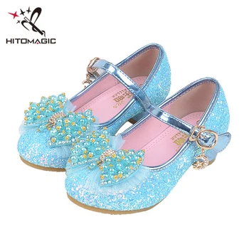 

HITOMAGIC Girls Shoes Leather Princess Shoes Summer 2018 Toddler Spring New Children Kids Heel Girls Wedding Party Rhinestone