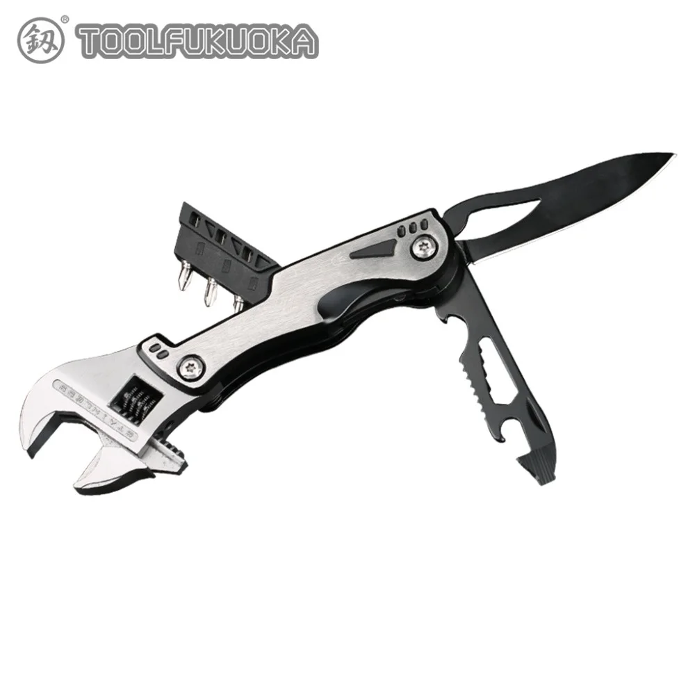 Multitool Adjustable Wrench with Folding Knife Multifunction Universal