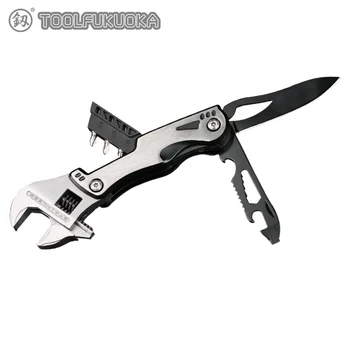 

Multitool Adjustable Wrench with Folding Knife Multifunction Universal Wrenches and Screwdriver Bits LED Light Multi Tool