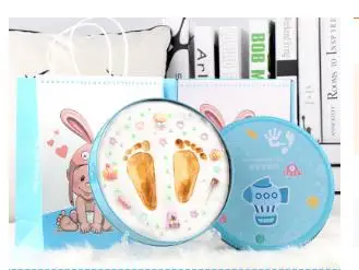2019 Blue And Pink Box Baby Souvenirs Hand & Footprint Makers Newborn Soft Modeling Clay Inkless Printing Sets For Infants